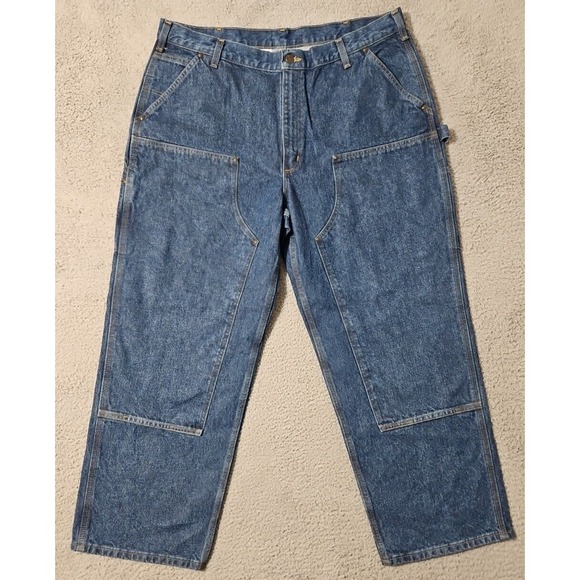 Carhartt Other - Carhartt Jeans Mens Size‎ 40 x 30 Blue Double Knee Logger Medium Wash Denim Y2K